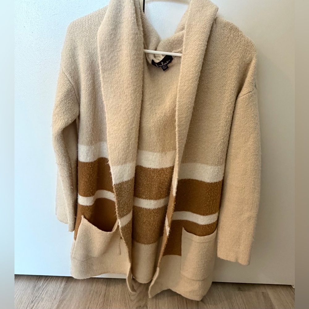 Lulu's Cream and Tan Striped Cardigan